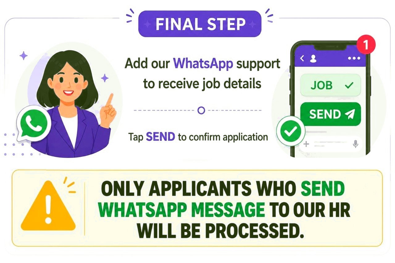 Three steps: fill up the form, send a WhatsApp message, receive the details